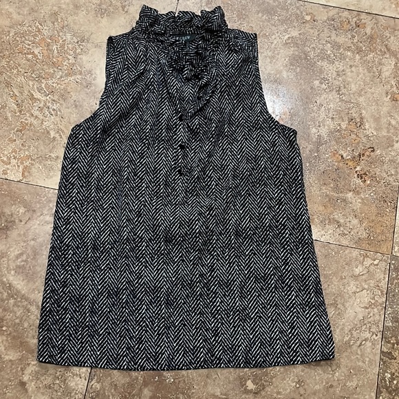 J. Crew black and white herringbone pattern shirt size 2 - Picture 1 of 5